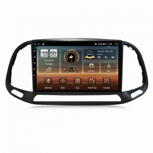 Navigatie dedicata cu Android Fiat Doblo dupa 2015, 4GB RAM, Radio GPS Dual Zone, Display HD IPS 9" Touchscreen, Internet Wi-Fi si slot SIM 4G, Bluetooth, MirrorLink, USB, Waze