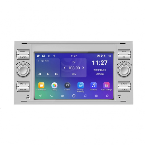 Navigatie dedicata cu Android Ford C-Max 2003 - 2010, gri, 2GB RAM, Radio GPS Dual Zone, Display HD 7" Touchscreen, Internet Wi-Fi, Bluetooth, MirrorLink, USB