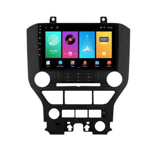 Navigatie dedicata cu Android Ford Mustang 2014 - 2021 fara navigatie originala, 1GB RAM, Radio GPS Dual Zone, Display HD 9" Touchscreen, Internet Wi-Fi, Bluetooth, MirrorLink, USB, Waze