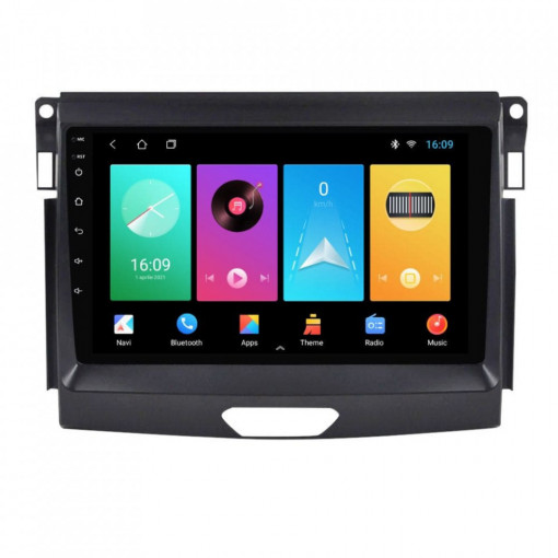 Navigatie dedicata cu Android Ford Ranger dupa 2015 fara navigatie originala, 2GB RAM, Radio GPS Dual Zone, Display HD IPS 9" Touchscreen, Internet Wi-Fi, Bluetooth, MirrorLink, USB, Waze