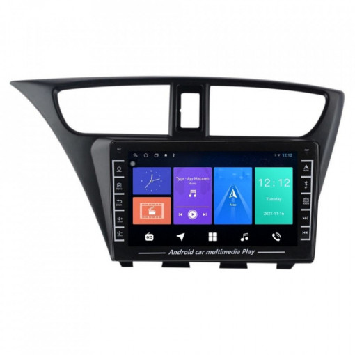 Navigatie dedicata cu Android Honda Civic IX Hatchback 2011 - 2015, 1GB RAM, Radio GPS Dual Zone, Display HD IPS 8" Touchscreen, Internet Wi-Fi, Bluetooth, MirrorLink, USB, Waze