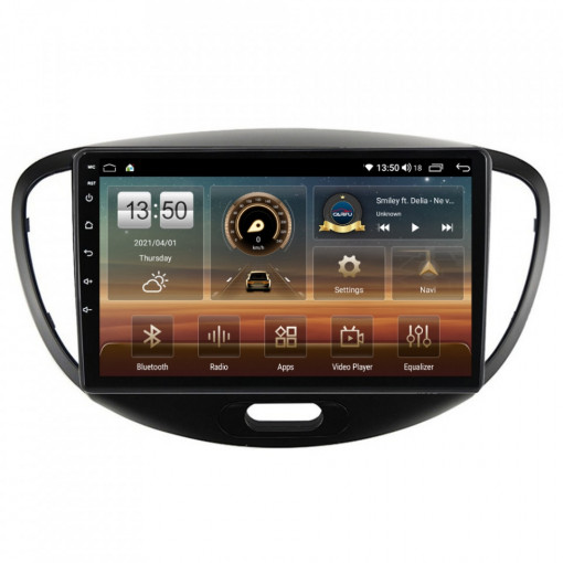 Navigatie dedicata cu Android Hyundai i10 2007 - 2013, 4GB RAM, Radio GPS Dual Zone, Display HD IPS 9" Touchscreen, Internet Wi-Fi si slot SIM 4G, Bluetooth, MirrorLink, USB, Waze