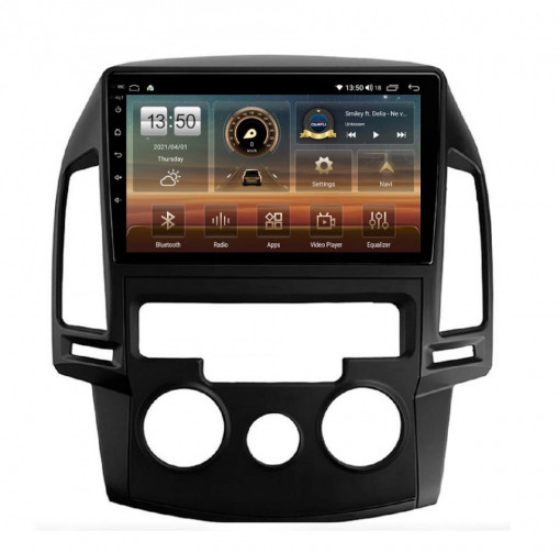 Navigatie dedicata cu Android Hyundai i30 2007 - 2012, clima manuala, 6GB RAM, Radio GPS Dual Zone, Display HD IPS 9" Touchscreen, Internet Wi-Fi si slot SIM 4G, Bluetooth, MirrorLink, USB, Waze
