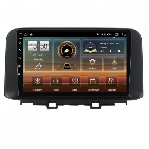 Navigatie dedicata cu Android Hyundai Kona dupa 2017, 8GB RAM, Radio GPS Dual Zone, Display HD IPS 10" Touchscreen, Internet Wi-Fi si slot SIM 4G, Bluetooth, MirrorLink, USB, Waze