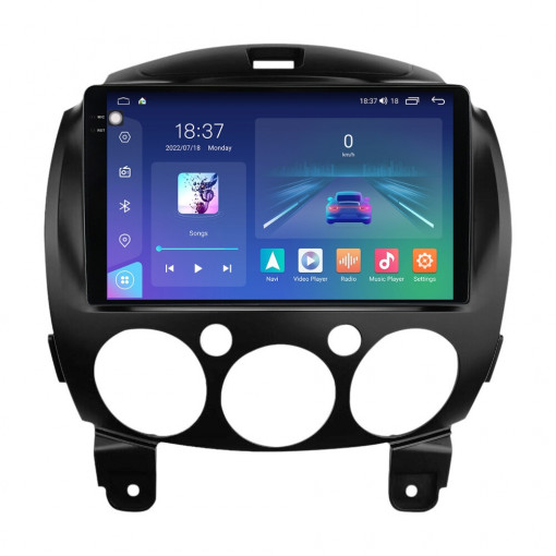 Navigatie dedicata cu Android Mazda 2 2007 - 2014, 4GB RAM, Radio GPS Dual Zone, Display 2K QLED 9.5" Touchscreen, Internet Wi-Fi si slot SIM 4G, Bluetooth, MirrorLink, USB