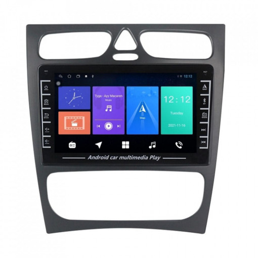 Navigatie dedicata cu Android Mercedes C-Class W203 2000 - 2004, 1GB RAM, Radio GPS Dual Zone, Display HD IPS 8" Touchscreen, Internet Wi-Fi, Bluetooth, MirrorLink, USB, Waze