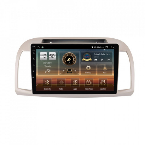 Navigatie dedicata cu Android Nissan Micra III 2003 - 2010, 8GB RAM, Radio GPS Dual Zone, Display HD IPS 9" Touchscreen, Internet Wi-Fi si slot SIM 4G, Bluetooth, MirrorLink, USB, Waze