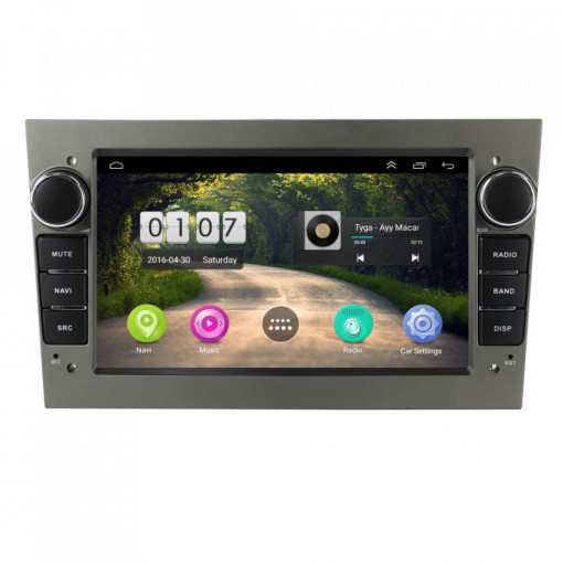 Navigatie dedicata cu Android Opel Combo C 2001 - 2012, gri inchis, 1GB RAM, Radio GPS Dual Zone, Display HD 7" Touchscreen, Internet Wi-Fi, Bluetooth, MirrorLink, USB, Waze