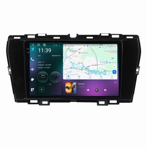 Navigatie dedicata cu Android Ssangyong Korando dupa 2019, 12GB RAM, Radio GPS Dual Zone, Display 2K QLED 9.5" Touchscreen, Internet Wi-Fi si slot SIM 4G, Bluetooth, MirrorLink, USB