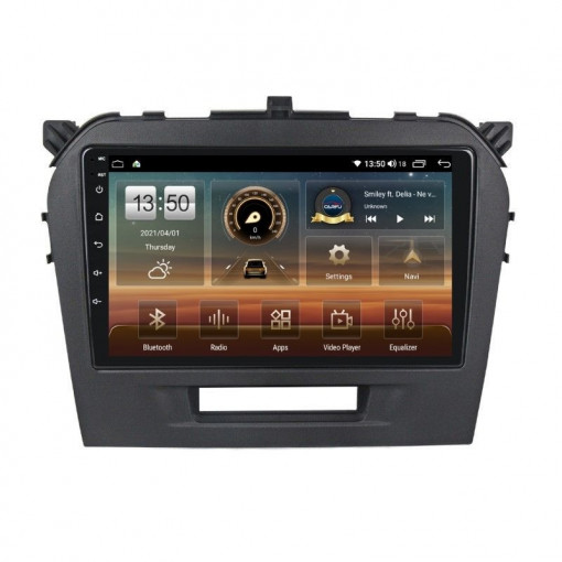 Navigatie dedicata cu Android Suzuki Vitara dupa 2015, 8GB RAM, Radio GPS Dual Zone, Display HD IPS 9" Touchscreen, Internet Wi-Fi si slot SIM 4G, Bluetooth, MirrorLink, USB, Waze