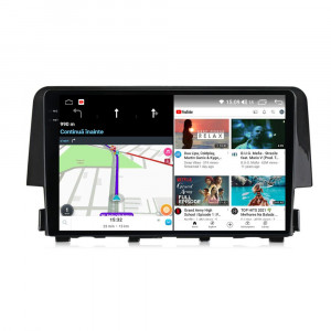 Navigatie dedicata cu Android Honda Civic X 2015 - 2021, 12GB RAM, Radio GPS Dual Zone, Display 2K QLED 9.5" Touchscreen, Internet Wi-Fi si slot SIM 4G, Bluetooth, MirrorLink, USB, Waze 99380