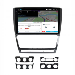 Navigatie dedicata cu Android Skoda Octavia II 2009 - 2013, negru, 4GB RAM, Radio GPS Dual Zone, Display 2K QLED 10.36" Touchscreen, Internet Wi-Fi si slot SIM 4G, Bluetooth, MirrorLink, USB, Waze 111891