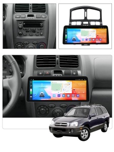 Navigatie dedicata cu Android Hyundai Santa Fe I 2000 - 2006, 8GB RAM, Radio GPS Dual Zone, Display QLED 12.3" Touchscreen, Internet Wi-Fi si slot SIM 4G, Bluetooth, MirrorLink, USB 100300062