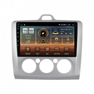 Navigatie dedicata cu Android Ford Focus II 2004 - 2011, clima manuala, 8GB RAM, Radio GPS Dual Zone, Display HD QLED 9" Touchscreen, Internet Wi-Fi si slot SIM 4G, Bluetooth, MirrorLink, USB