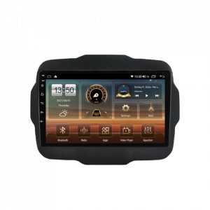 Navigatie dedicata cu Android Jeep Renegade dupa 2014, 8GB RAM, Radio GPS Dual Zone, Display HD QLED 9" Touchscreen, Internet Wi-Fi si slot SIM 4G, Bluetooth, MirrorLink, USB