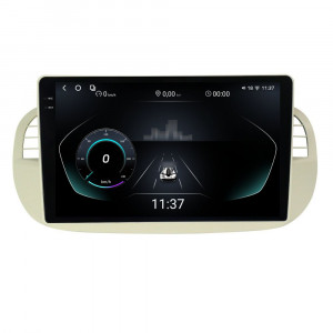 Navigatie dedicata cu Android Fiat 500 2007 - 2015, gri, 12GB RAM, Radio GPS Dual Zone, Display 2K QLED 9.5" Touchscreen, Internet Wi-Fi si slot SIM 4G, Bluetooth, MirrorLink, USB, Waze 96574