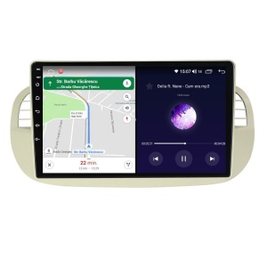 Navigatie dedicata cu Android Fiat 500 2007 - 2015, gri, 2GB RAM, Radio GPS Dual Zone, Display HD QLED 9" Touchscreen, Internet Wi-Fi si slot SIM 4G, Bluetooth, MirrorLink, USB 100272906