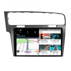 Navigatie dedicata cu Android VW Golf VII 2012 - 2019, argintiu, 12GB RAM, Radio GPS Dual Zone, Display 2K QLED 10.36" Touchscreen, Internet Wi-Fi si slot SIM 4G, Bluetooth, MirrorLink, USB, Waze 99496