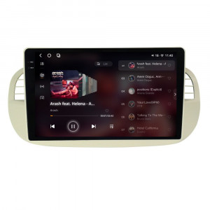Navigatie dedicata cu Android Fiat 500 2007 - 2015, gri, 12GB RAM, Radio GPS Dual Zone, Display 2K QLED 9.5" Touchscreen, Internet Wi-Fi si slot SIM 4G, Bluetooth, MirrorLink, USB, Waze 96577