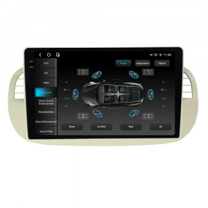 Navigatie dedicata cu Android Fiat 500 2007 - 2015, gri, 12GB RAM, Radio GPS Dual Zone, Display 2K QLED 9.5" Touchscreen, Internet Wi-Fi si slot SIM 4G, Bluetooth, MirrorLink, USB, Waze 98477