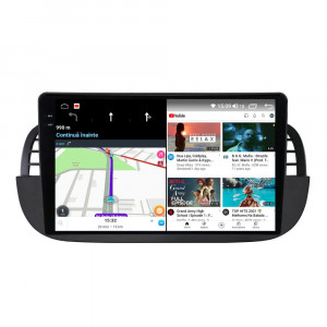 Navigatie dedicata cu Android Fiat 500 2007 - 2015, negru, 8GB RAM, Radio GPS Dual Zone, Display 2K QLED 9.5" Touchscreen, Internet Wi-Fi si slot SIM 4G, Bluetooth, MirrorLink, USB, Waze 110877