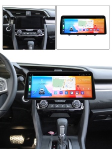 Navigatie dedicata cu Android Honda Civic X 2015 - 2021, 4GB RAM, Radio GPS Dual Zone, Display QLED 12.3" Touchscreen, Internet Wi-Fi si slot SIM 4G, Bluetooth, MirrorLink, USB 100298418