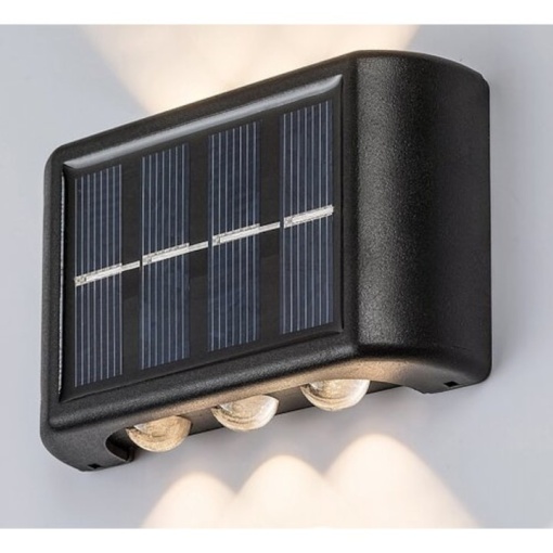 Lampa solara de perete, negru, 8lm, LED 1, 2W, 3000K, plastic negru
