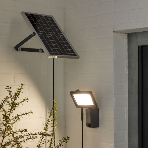 Proiector solar pentru gradina sau casa, 2000 lm, lumina neutra, IP54, gri antracit, telecomanda