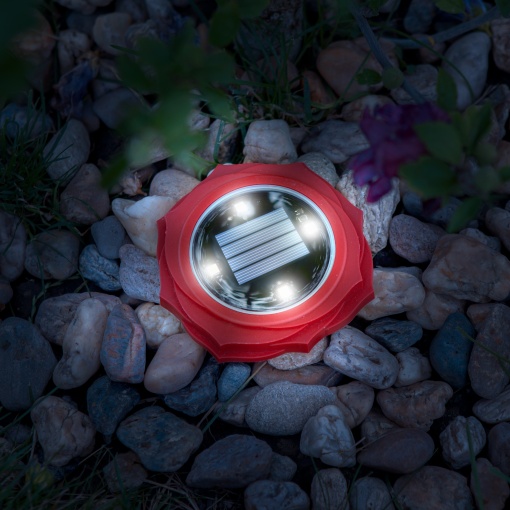 Lampa Solara LED SMD in Forma de Floare, Rosie– Alb Rece, 11,5 x 2,3 cm