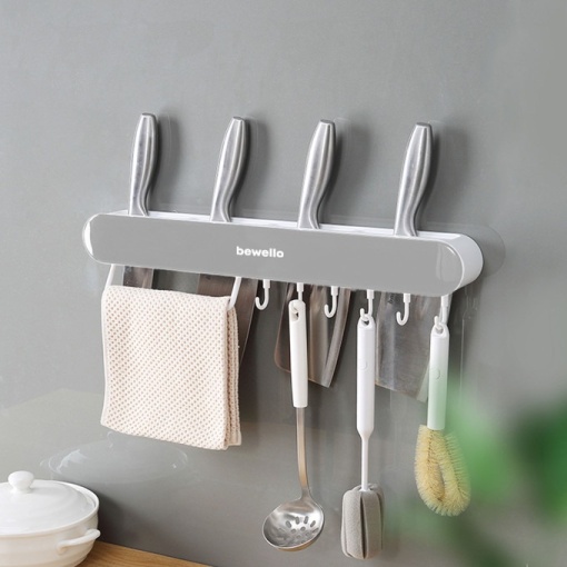 Sistem multifunctional de depozitare bucatarie Shopiens cu 7 carlige - 35 cm