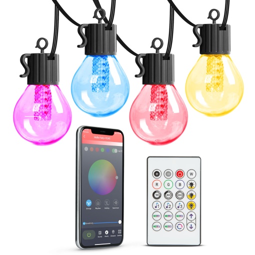 Sirag de Lumini Inteligente pentru exterior – 25 LED RGB, 17.5 m, cu Bluetooth si Aplicatie, IP65, 100-240V, 7W