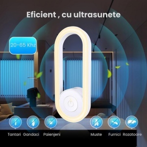 Aparat Ultrasonic Anti-Insecte, 120m2, Frecventa 20-65 kHz, Sigur si Ecologic, 2 Moduri de Functionare, Functie de Lumina de Noapte cu Utilizare Silentioasa - Img 4