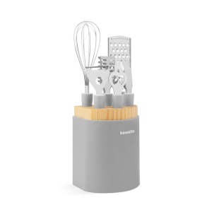 Set de 6 ustensile de bucatarie cu manere din inox cu suport - Img 2