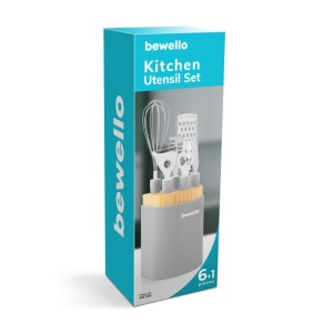 Set de 6 ustensile de bucatarie cu manere din inox cu suport - Img 4
