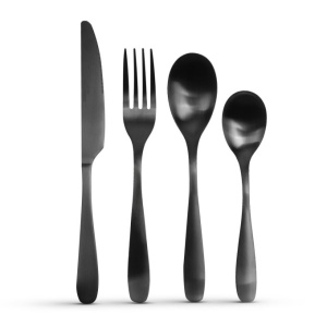 Set de 16 tacamuri din aluminiu, model elegant, negru mat - Img 1