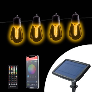 Set Lumina Solara Inteligenta – 25 LED-uri Albe, Temperatura Reglabila, 13,6 m, Bluetooth si Aplicatie - Img 1