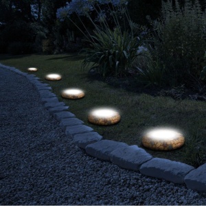 Lampa Solara Detasabila cu Aspect de Piatra – LED Alb Cald, 12x12x2,5 (+11) cm - Img 2