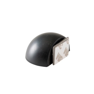 Set 2 opritoare usa, pentru podea, autoadeziv si cu magnet, otel, Ø 26 x 37 mm, negru - Img 2