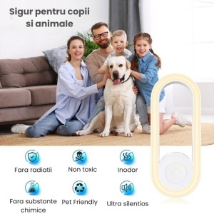 Aparat Ultrasonic Anti-Insecte, 120m2, Frecventa 20-65 kHz, Sigur si Ecologic, 2 Moduri de Functionare, Functie de Lumina de Noapte cu Utilizare Silentioasa - Img 2