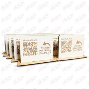 Placheta QR din lemn pentru meniuri digitale