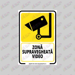 Zona Supravegheata Video Sticker A4