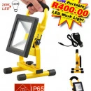 20W Portable LED Work Light Cordless Rechargeable LED Flood Light