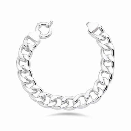Bold Round Clasp Cuban Link Sterling Silver Bracelet Modern