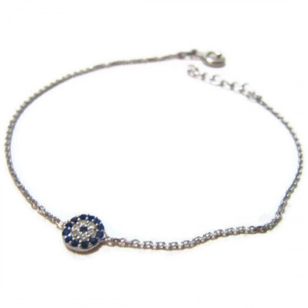 Dainty evil eye bracelet with gold-plated 925 sterling silver and cubic zirconia stones, featuring a minimalist design.