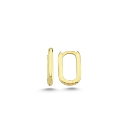 Minimalist Rectangular Huggie Hoop Earrings in Gold Plated 925 Silver