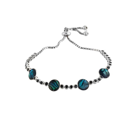 Sterling Silver Adjustable Bracelet with Iridescent Shell Accents