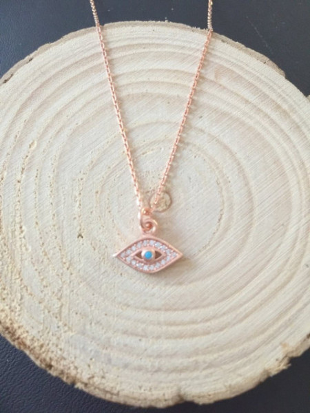 Gold-Plated Tiny Turkish CZ Evil Eye Necklace for Wholesale Jewelry Buyers