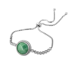 Adjustable Green Gemstone Bracelet in Sterling Silver
