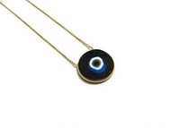 Black Ceramic Evil Eye Necklace Handmade Sterling Silver Jewelry
