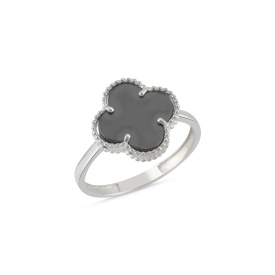 Black Clover Statement Ring in 925 Sterling Silver – Modern Women’s Wholesale Jewelry